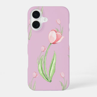 Pink Background with Tulips Phone Case