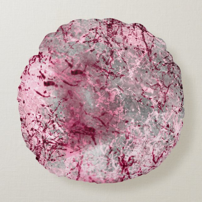 pink backgroundart, deco, pattern, abstract, aged, round pillow (Front)