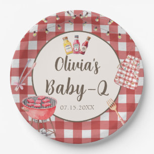 Pink Backyard BBQ Baby Q Baby Shower Paper Plates