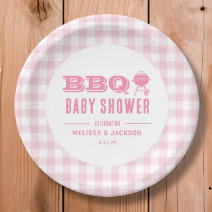 Pink Backyard BBQ Baby Shower Paper Plate