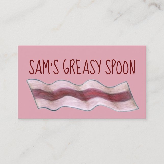 Pink Bacon Slice Restaurant Breakfast Diner Food Business Card (Front)