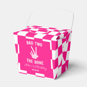 Pink Bad Two The Bone Skeleton 2nd Birthday Party Favor Box