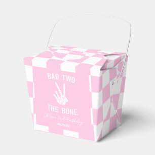 Pink Bad Two The Bone Skeleton 2nd Birthday Party Favor Box