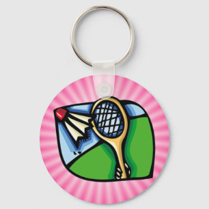 Pink Badminton Keychain