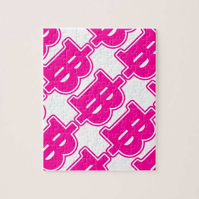 PINK BAHT SIGN ฿ Thai Money Currency ฿ Jigsaw Puzzle (Vertical)
