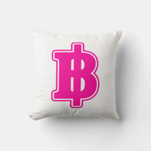PINK BAHT SIGN ฿ Thai Money Currency ฿ Throw Pillow