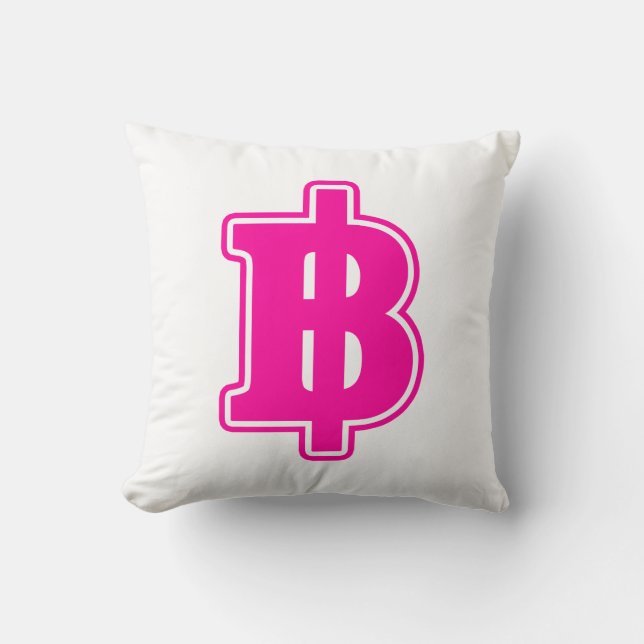 PINK BAHT SIGN ฿ Thai Money Currency ฿ Throw Pillow (Front)