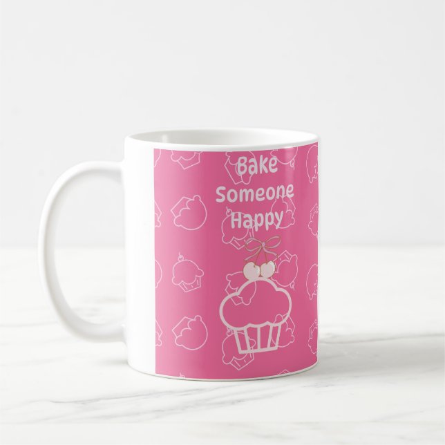 Pink bake happy coffee mug (Left)
