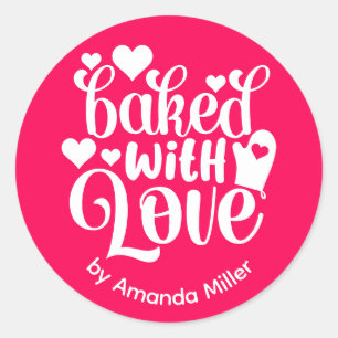 Pink Baked With Love Mother's Day Baking Classic Round Sticker