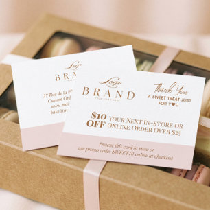Pink Baker Thank You Promo Code Pastry Bakery Logo Discount Card