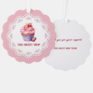 Pink Bakery Packaging Tag Customizable Ornament Card