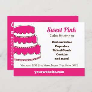 Pink Bakery Postcard with Back Menu Flavours Cakes
