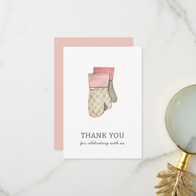Pink Baking Gloves Thank You Card (Front/Back In Situ)