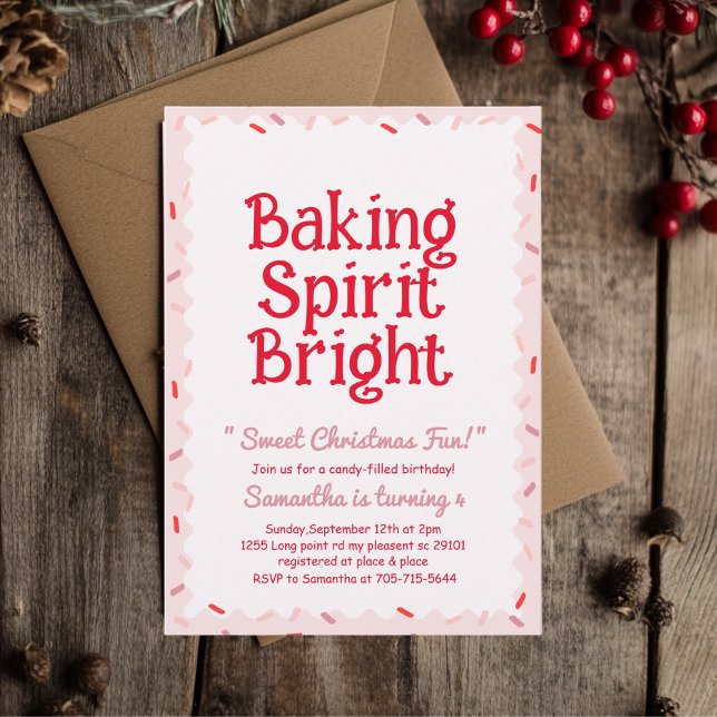 Pink Baking Spirit Bright Christmas Birthday Invitation (Creator Uploaded)
