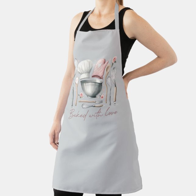 Pink Baking With Love Quote  Apron (Insitu)