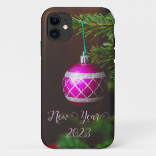  Pink ball on Christmas monogram tote bag iPhone 11 Case