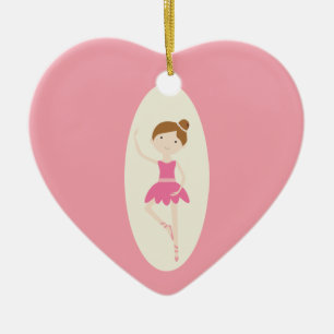 Pink Ballerina 1 Heart Ornament
