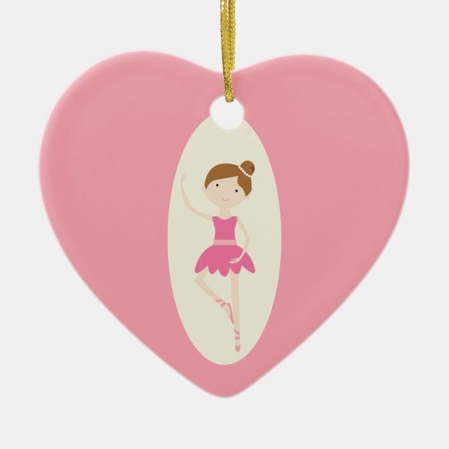 Pink Ballerina 1 Heart Ornament (Front)