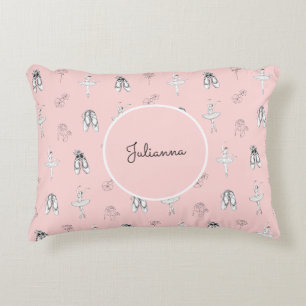 Pink Ballerina and Flowers Accent Pillow