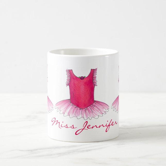 Pink Ballerina Ballet Recital Dance Teacher Tutu Coffee Mug (Center)