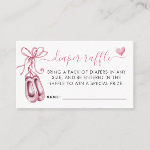 Pink Ballerina Ballet Shoes Girl Diaper Raffle Enclosure Card