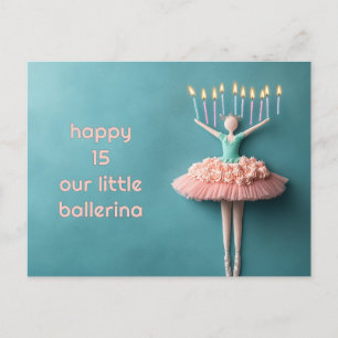 Pink Ballerina Birthday Cake Postcard