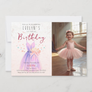 Pink Ballerina Birthday Girl Photo Tutu Party Invitation