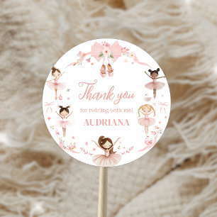 Pink Ballerina Birthday Party Classic Round Sticker