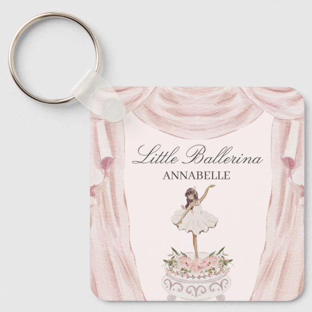 Pink Ballerina Birthday Party Favours Keychain (Front)