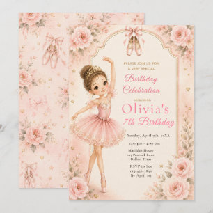 Pink Ballerina Birthday Party Invitation