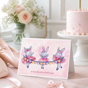 Pink Ballerina Bunnies Birthday Card