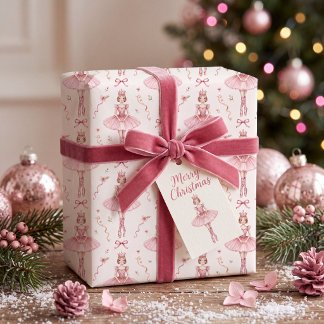 Pink Ballerina Coquette Nutcracker Seamless   Wrapping Paper