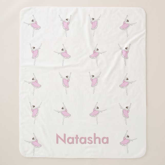 Pink Ballerina Dance Poses Girl Sherpa Blanket (Front)