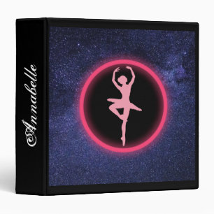 Pink Ballerina Dancing Galaxy Binder
