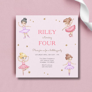 Pink Ballerina Girls Birthday Party Invitation