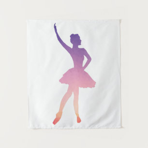 Pink ballerina in modern ombre design tapestry