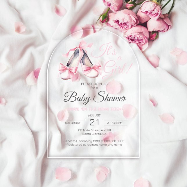 Pink Ballerina It's A Girl Baby Shower Arch Clear Acrylic Invitations (Pink Ballerina It's A Girl Baby Shower Arch Clear Acrylic Invitations
)
