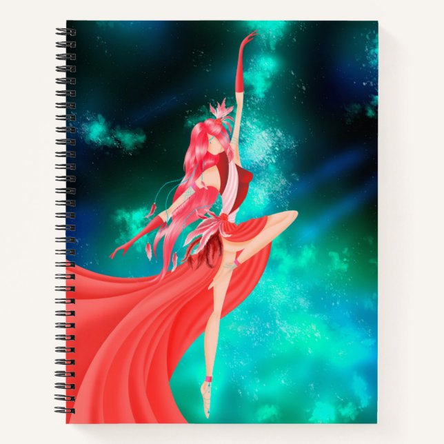 Pink Ballerina Night Sky Notebook (Front)