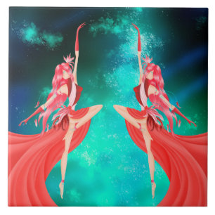 Pink Ballerina Night Sky Tile