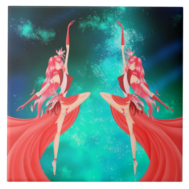 Pink Ballerina Night Sky  Tile (Front)