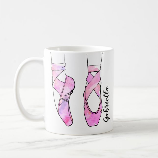Pink Ballerina Personalized Ballet Coffee Mug (Left)