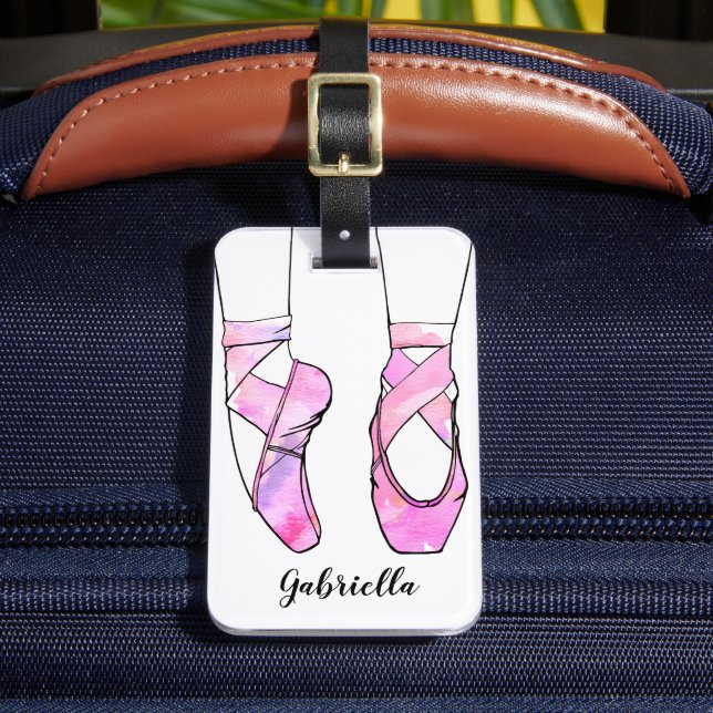 Pink Ballerina Personalized Ballet Luggage Tag (Front Insitu 2)