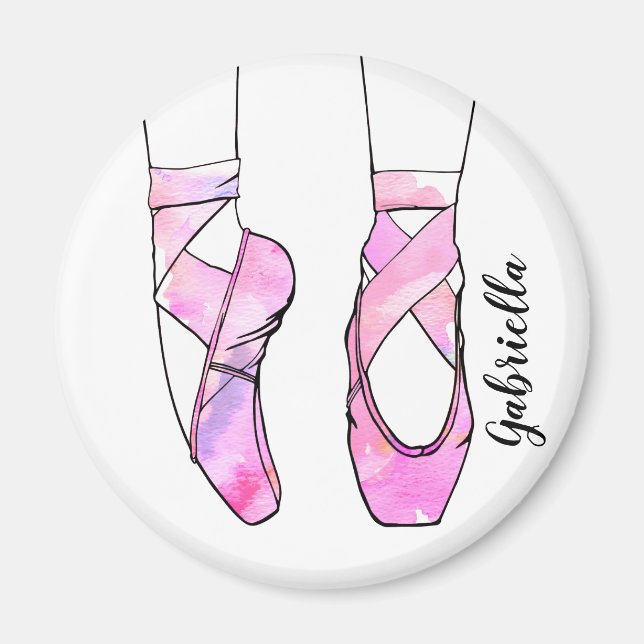 Pink Ballerina Personalized Ballet Magnet (Front)