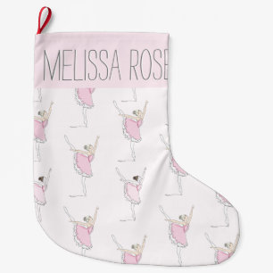 Pink Ballerina Personalized Christmas Stocking