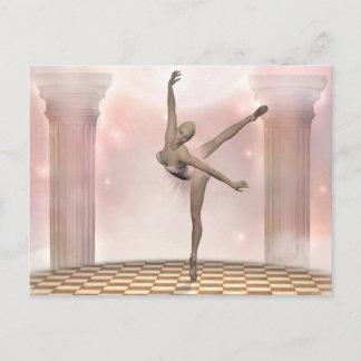 pink ballerina postcard