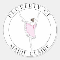 Pink Ballerina Property Of Name Belongings Sticker