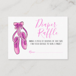 Pink Ballerina Shoes Baby Shower Diaper Raffle Enclosure Card