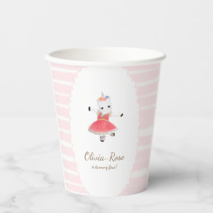 Pink Ballerina Unicorn Girl Birthday Party   Paper Cups