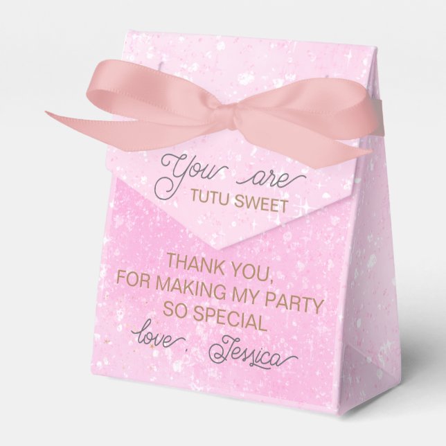 Pink Ballet birthday thank you  Favor Box (Front Side)