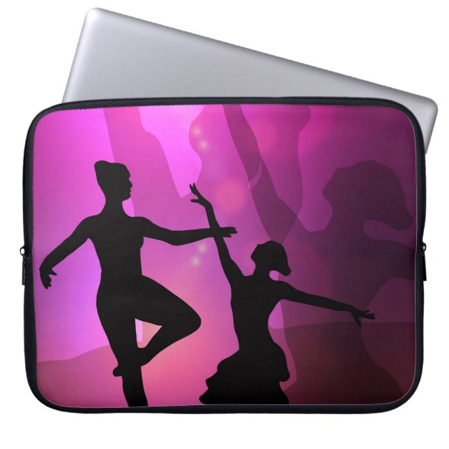 Pink Ballet Dancer Silhouette Laptop Sleeve (Front)